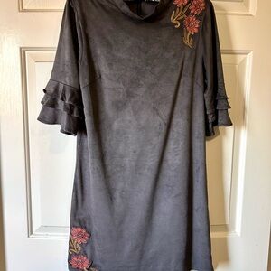 THML Charcoal Dress with Pink Floral Details